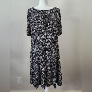 Dressbarn Black and White Abstract Midi Dress